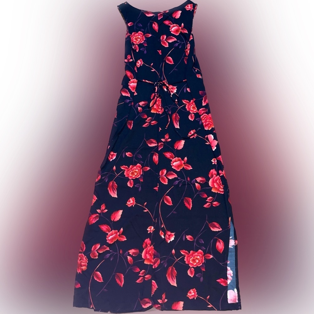 TEDDI Dresses Size 10 BLACK with Red Floral pattern Preloved - Picture 2 of 7